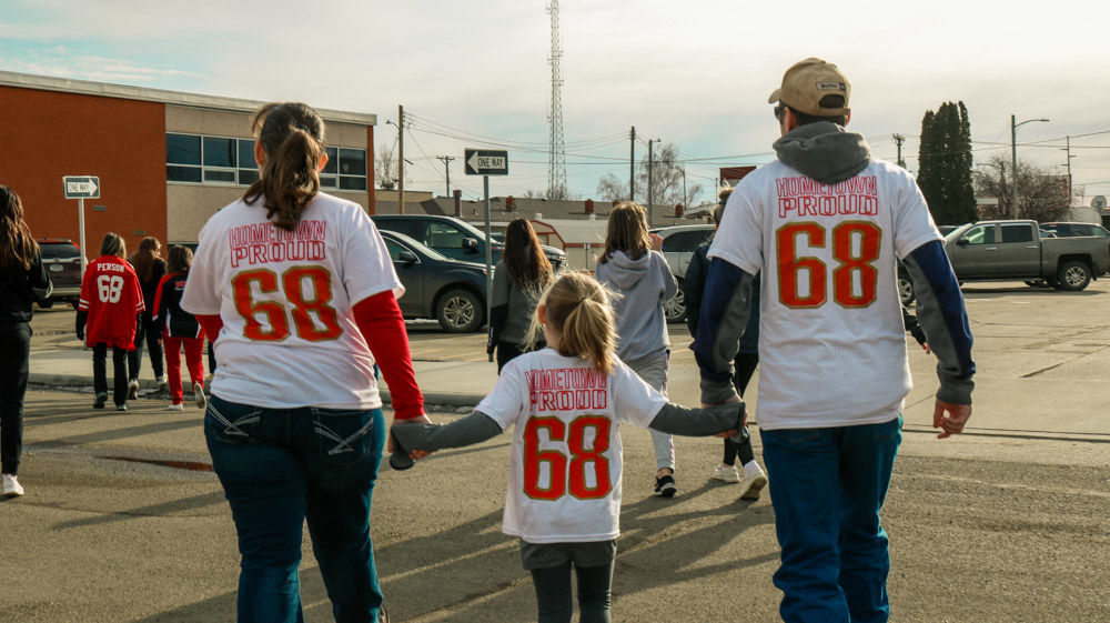 2020: Glendive fans rally in support of Mike Person prior to the Super Bowl